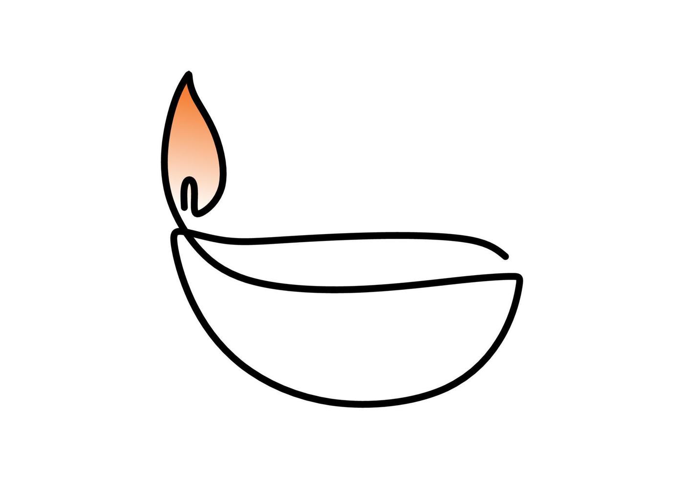 bannière de joyeux diwali avec une lampe à huile de dessin au trait vecteur
