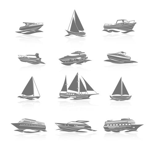 Ensemble d&#39;icônes de bateaux vecteur