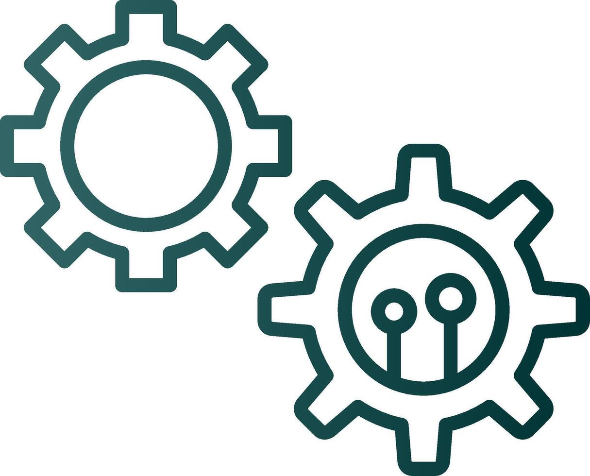 icône de dégradé de ligne de roue dentée vecteur
