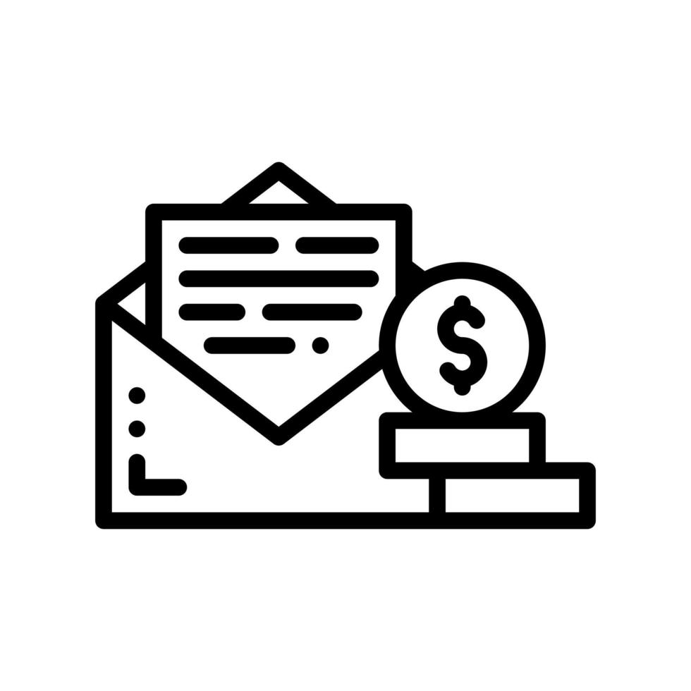enveloppe avec icône d'argent dans le style de ligne. illustration vectorielle du message d'affaires vecteur
