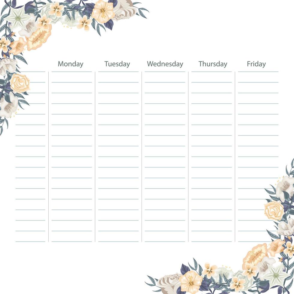 carte de calendrier scolaire créatif avec fond de fleurs vecteur