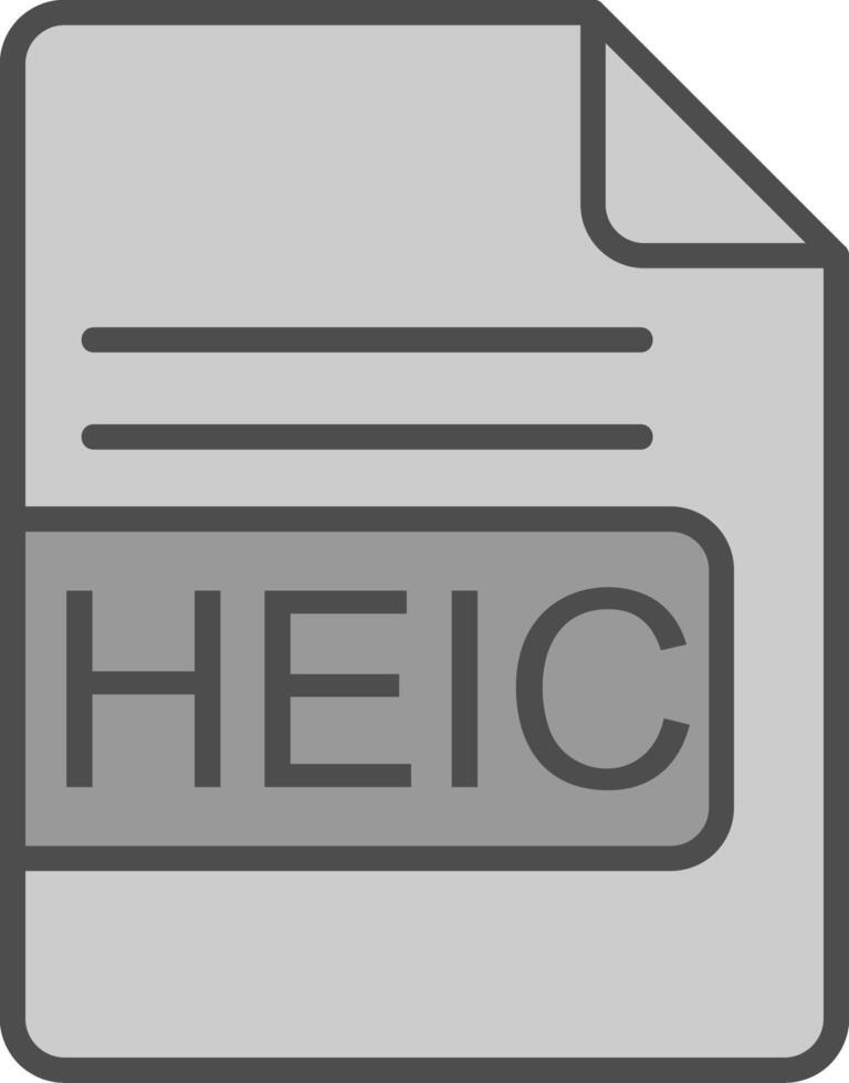 heic fichier format ligne rempli niveaux de gris icône conception vecteur