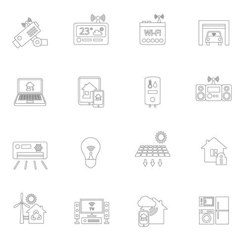 Contour des icônes de la maison intelligente vecteur