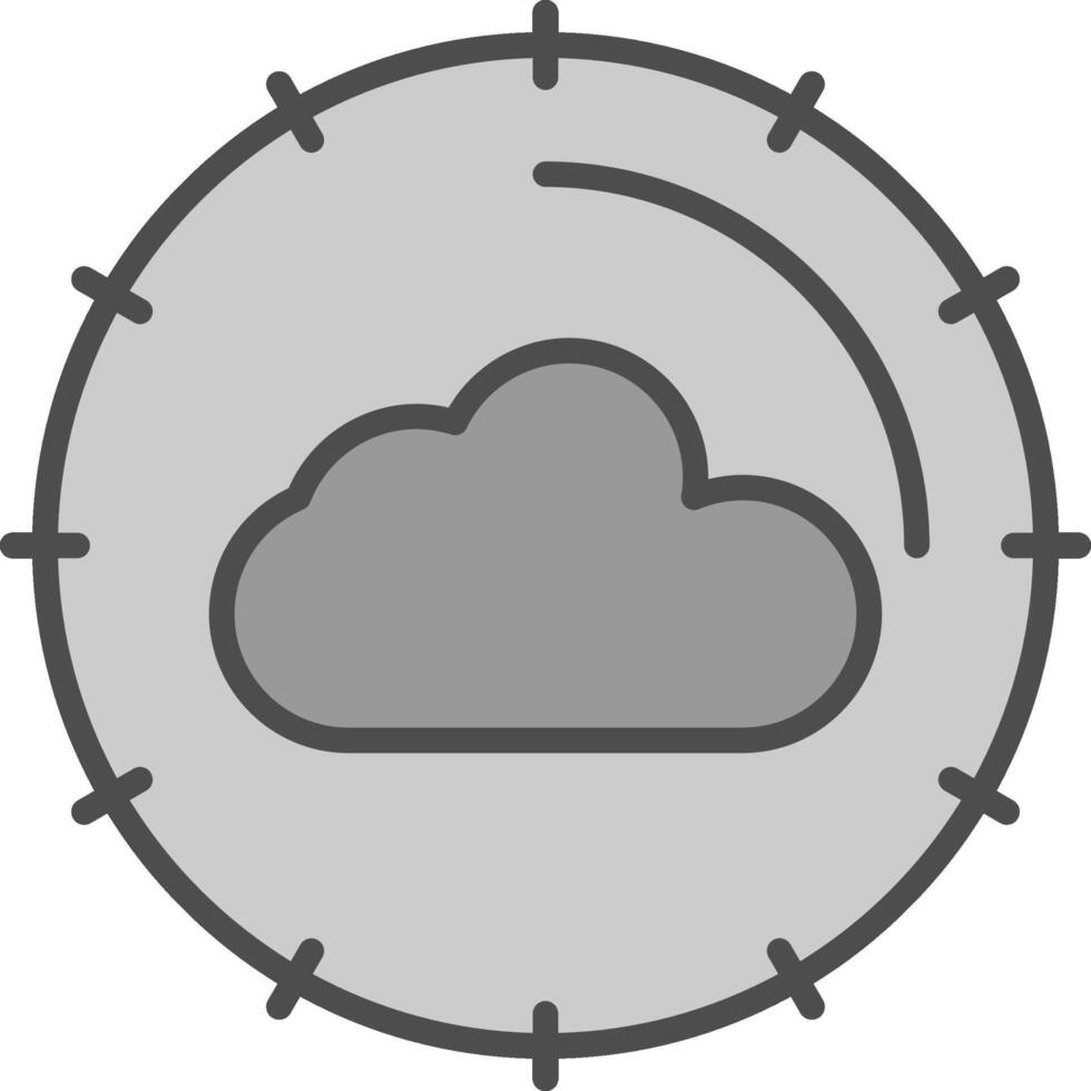 nuage l'informatique ligne rempli niveaux de gris icône conception vecteur