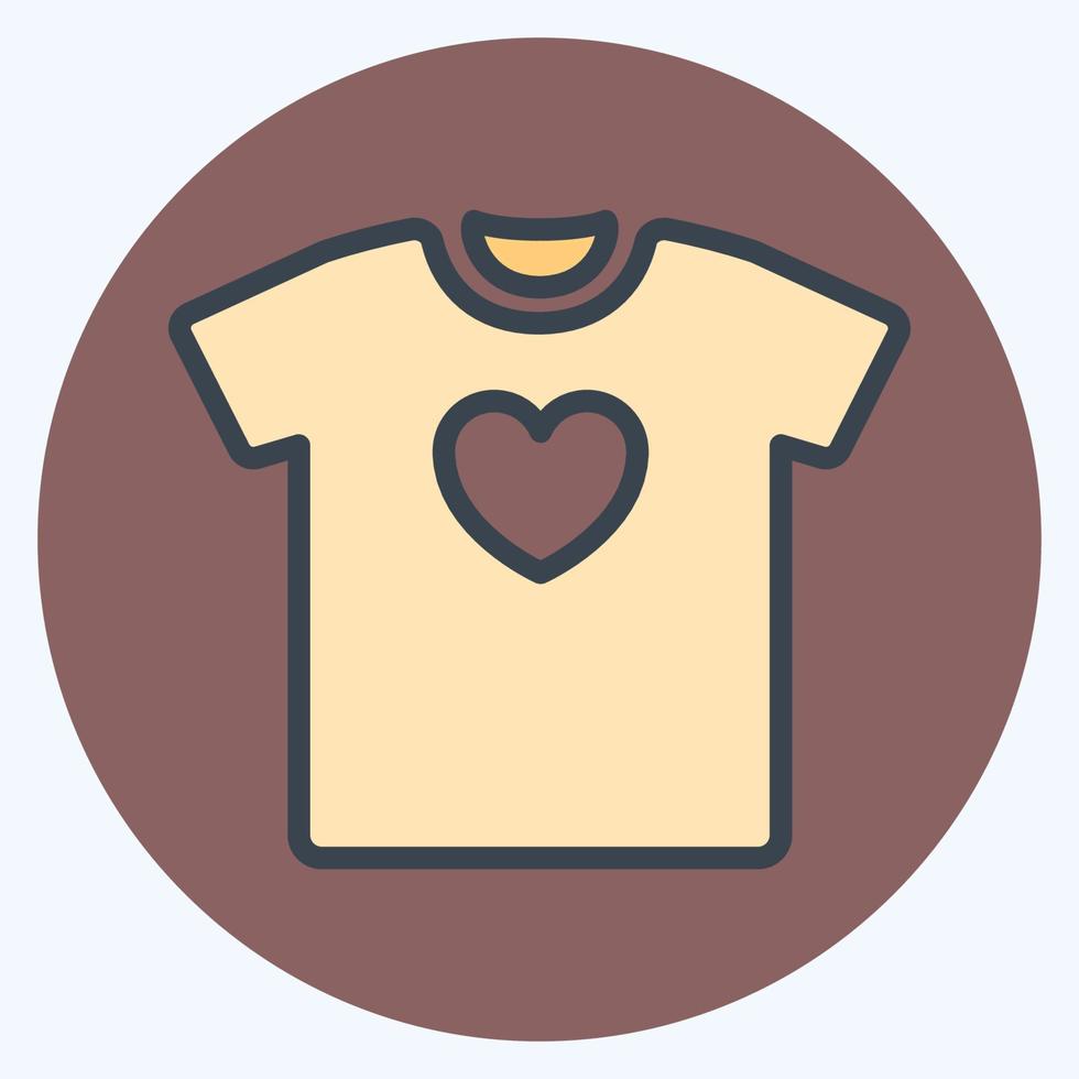 icône t-shirt 2 - style compagnon de couleur, illustration simple, trait modifiable vecteur