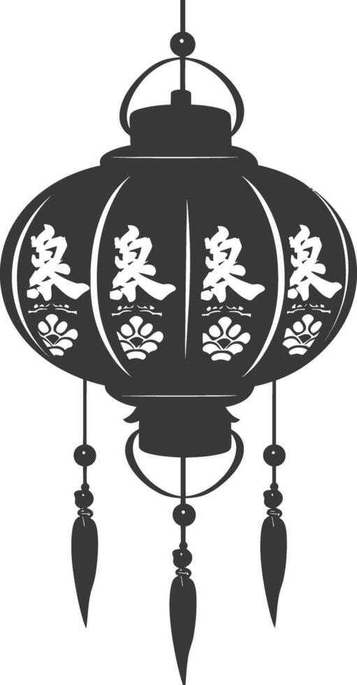 silhouette chinois traditionnel asiatique lanterne noir Couleur seulement vecteur