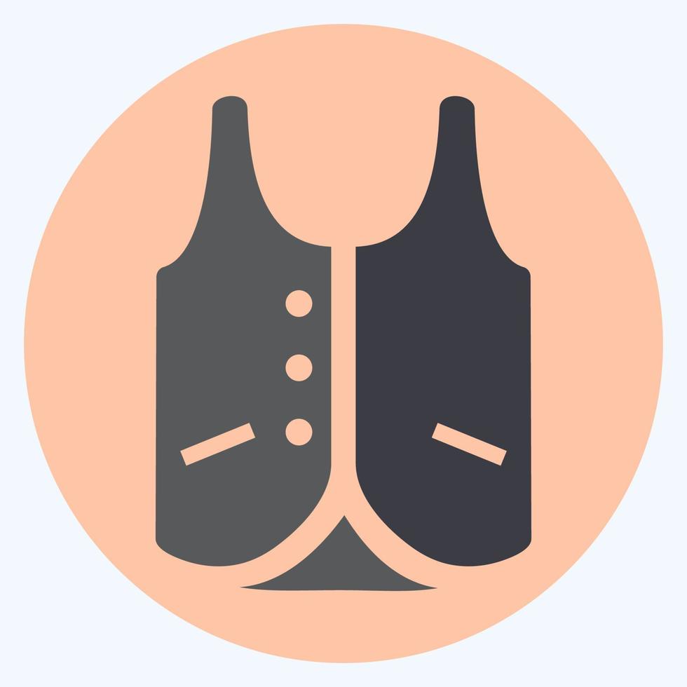 gilet d'icône 2 - style plat, illustration simple, trait modifiable vecteur