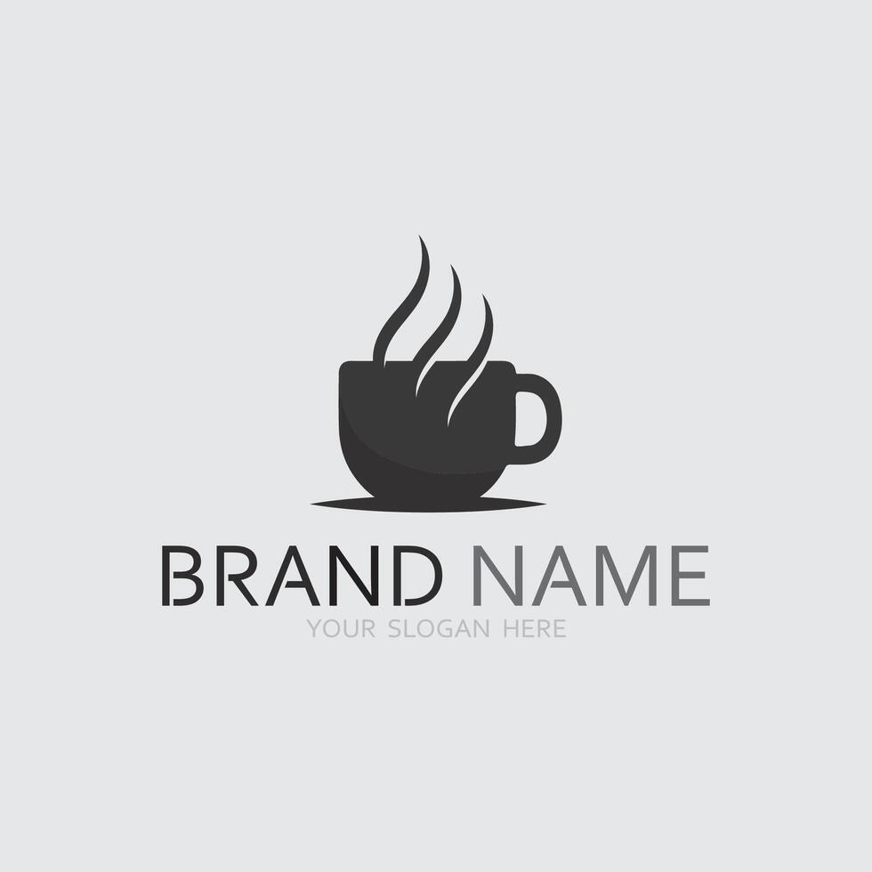 café logo et café logo conception cafétéria chaud boisson vecteur