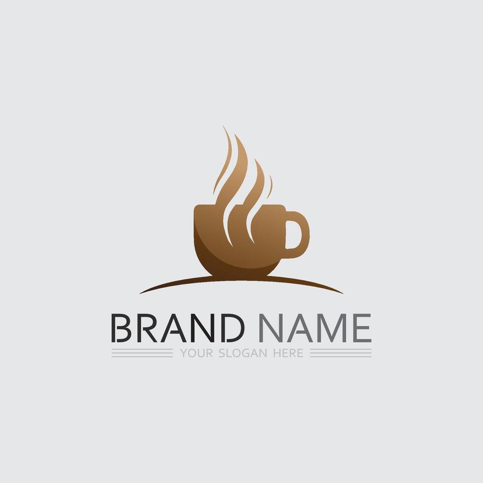 café logo et café logo conception cafétéria chaud boisson vecteur