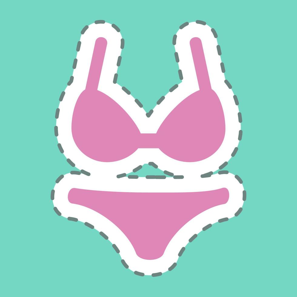 lingerie autocollant - coupe de ligne, illustration simple, trait modifiable vecteur