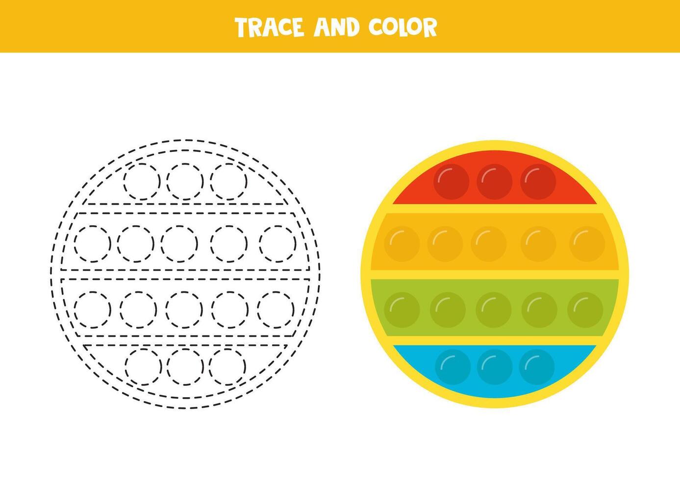 trace et Couleur dessin animé pop il. imprimable feuille de travail pour les enfants. vecteur