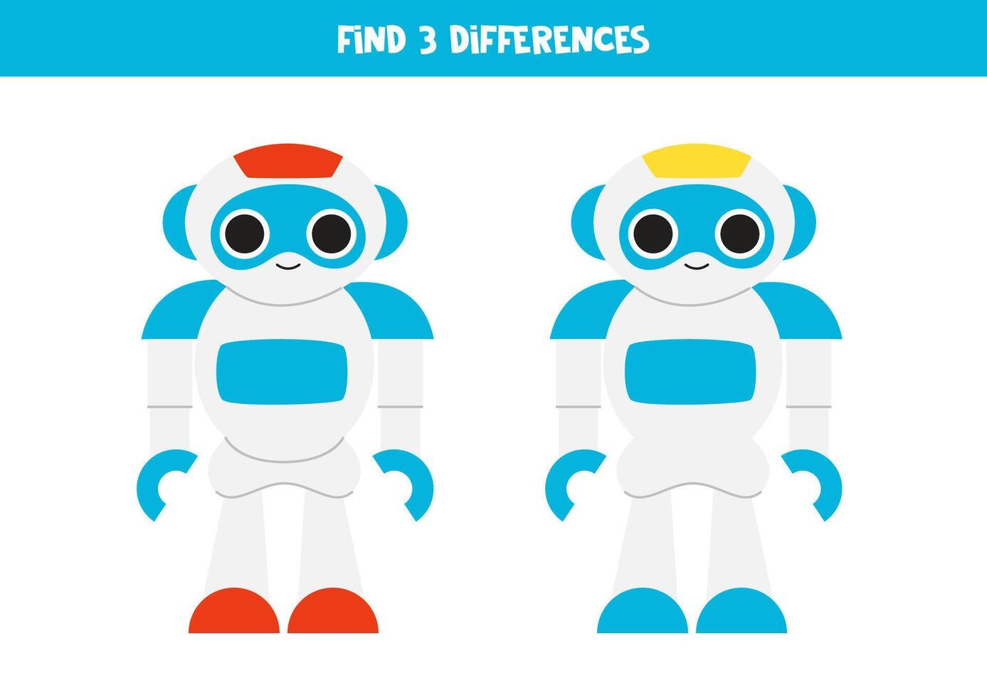 trouver 3 différences entre deux mignonne dessin animé moderne robots. vecteur