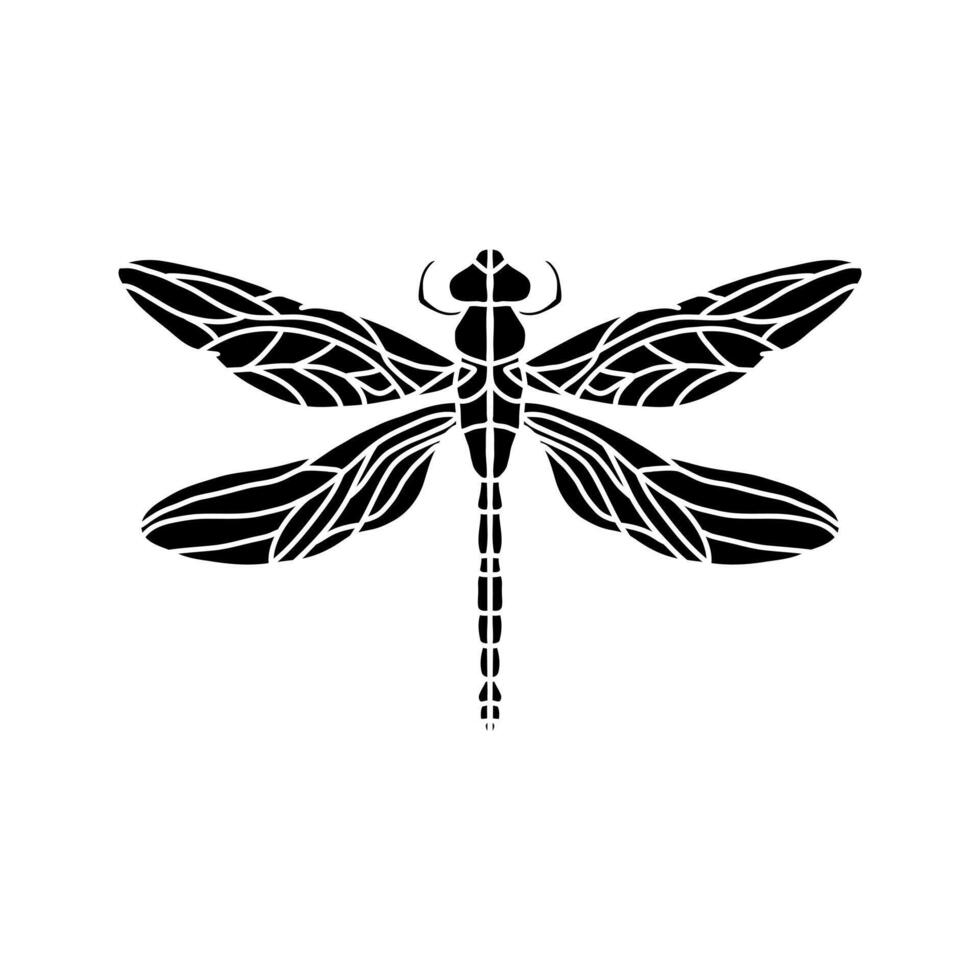 libellule noir et blanc illustration isolé sur blanc Contexte. noir et blanc réaliste main dessin de libellule insecte sur blanc Contexte vecteur