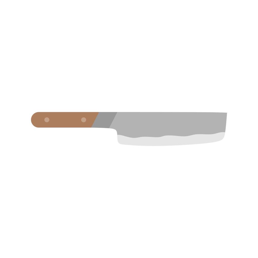 nakiri Japonais chef couteau plat conception illustration isolé sur blanc Contexte. tranchant du chef outil avec acier lame, en bois gérer. une Facile culinaire esquisser, hachoir pour Coupe Viande, poisson vecteur