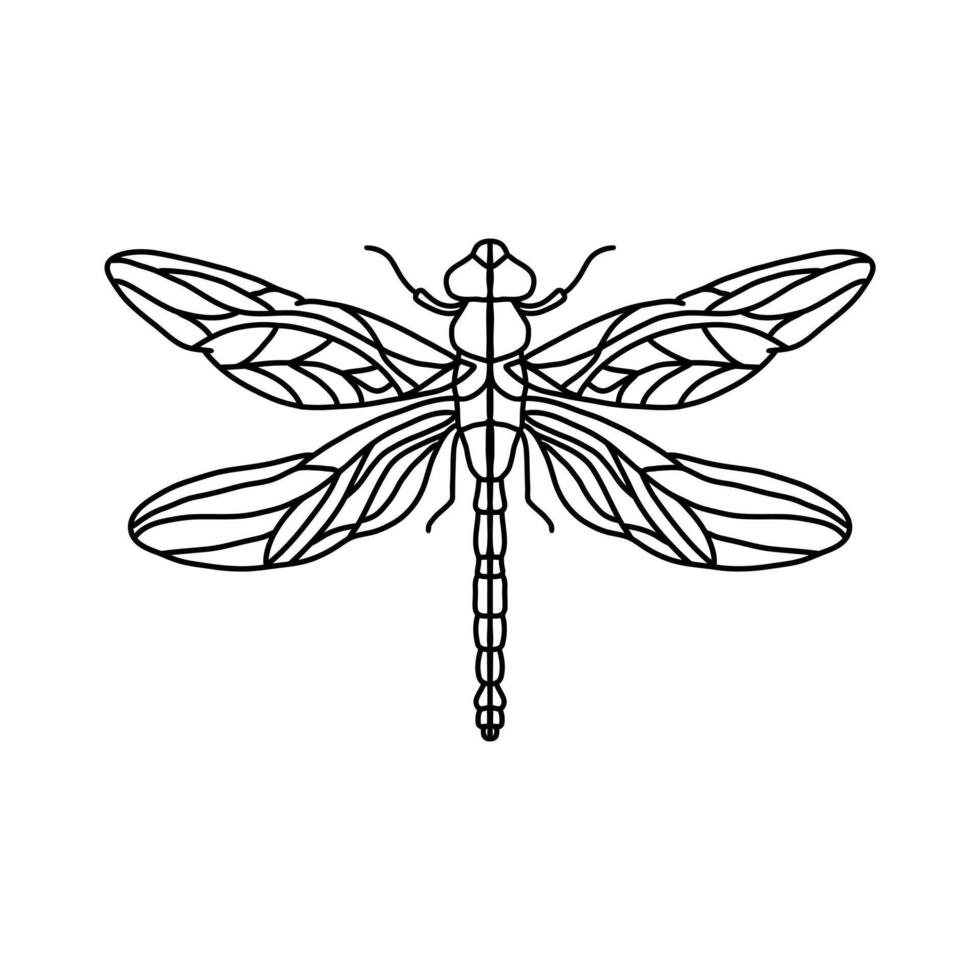 noir libellule signe symbole icône logo . libellule contour isolé libellule sur blanc Contexte vecteur
