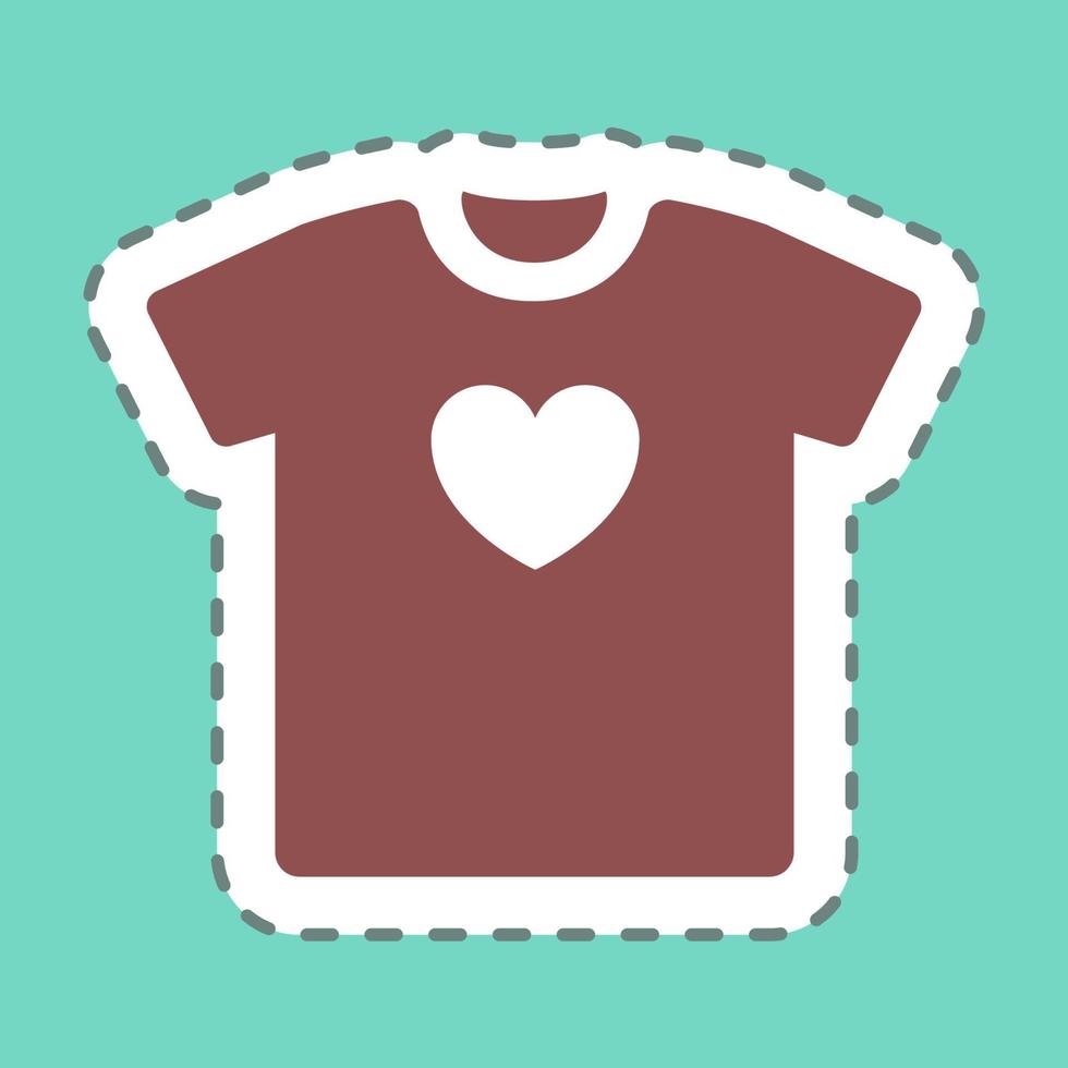 autocollant t-shirt 2 - coupe de ligne, illustration simple, trait modifiable vecteur