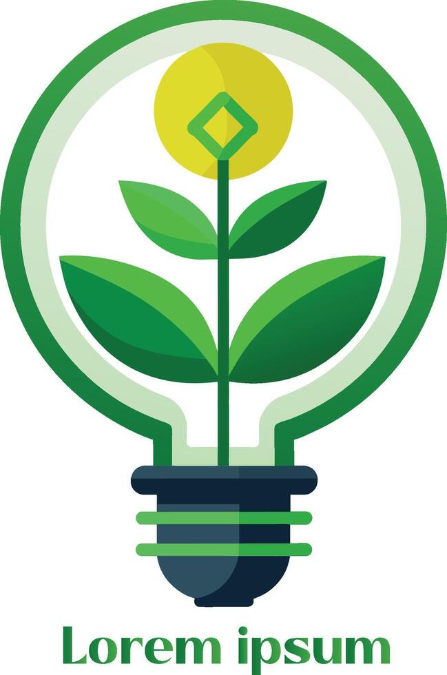 renouvelable énergie Ressources logo lumière ampoule avec plante dans il éco amical énergie logo vecteur