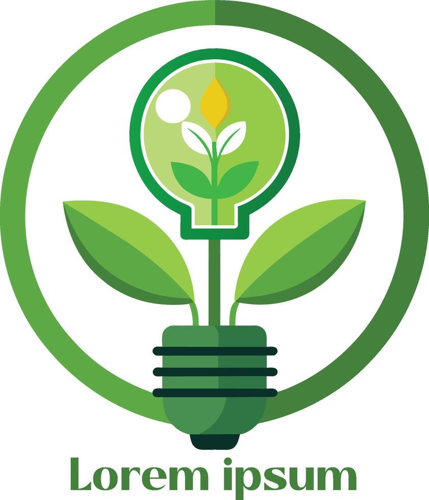 renouvelable énergie Ressources logo lumière ampoule avec plante dans il éco amical énergie logo vecteur