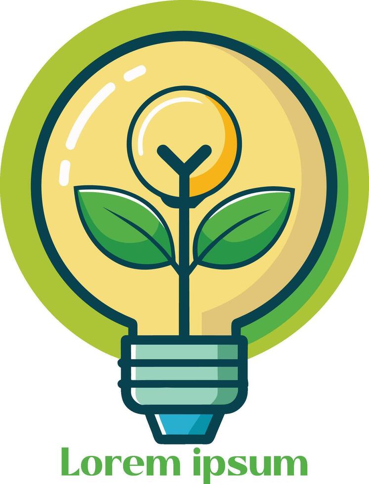 renouvelable énergie Ressources logo lumière ampoule avec plante dans il éco amical énergie logo vecteur