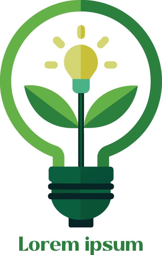 renouvelable énergie Ressources logo lumière ampoule avec plante dans il éco amical énergie logo vecteur