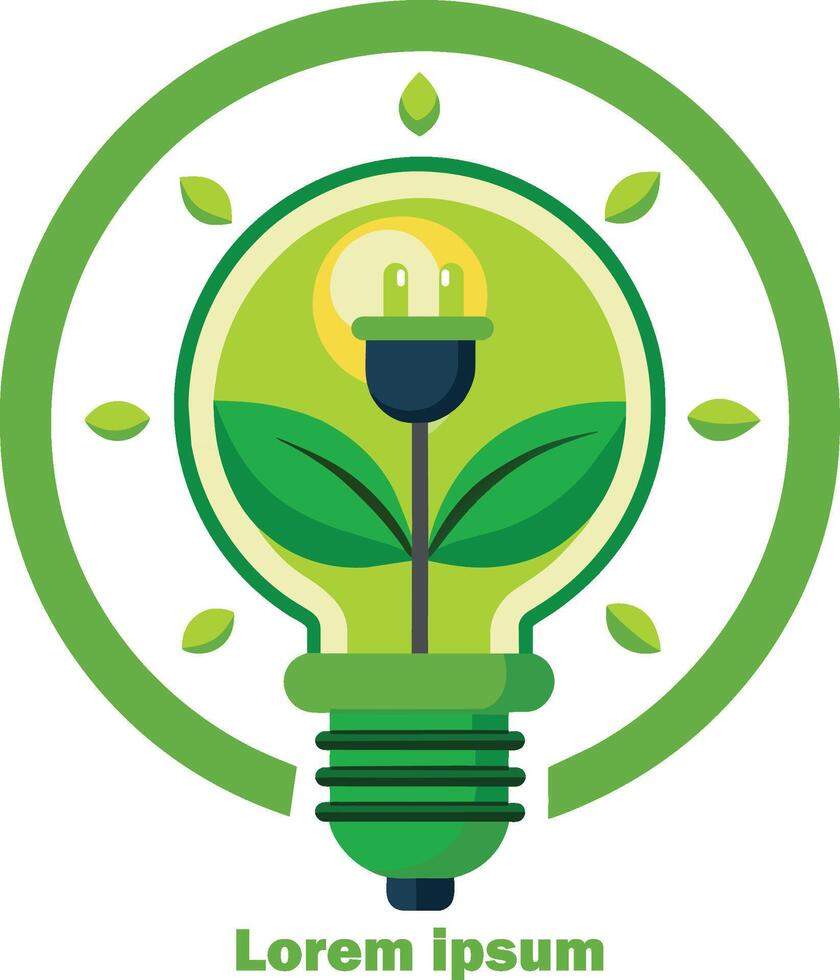 renouvelable énergie Ressources logo lumière ampoule avec plante dans il éco amical énergie logo vecteur