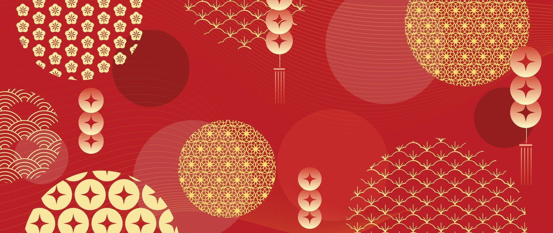 content chinois Nouveau année Contexte . luxe fond d'écran conception avec chinois modèle, pièce de monnaie sur rouge Contexte. moderne luxe Oriental illustration pour couverture, bannière, site Internet, décor. vecteur