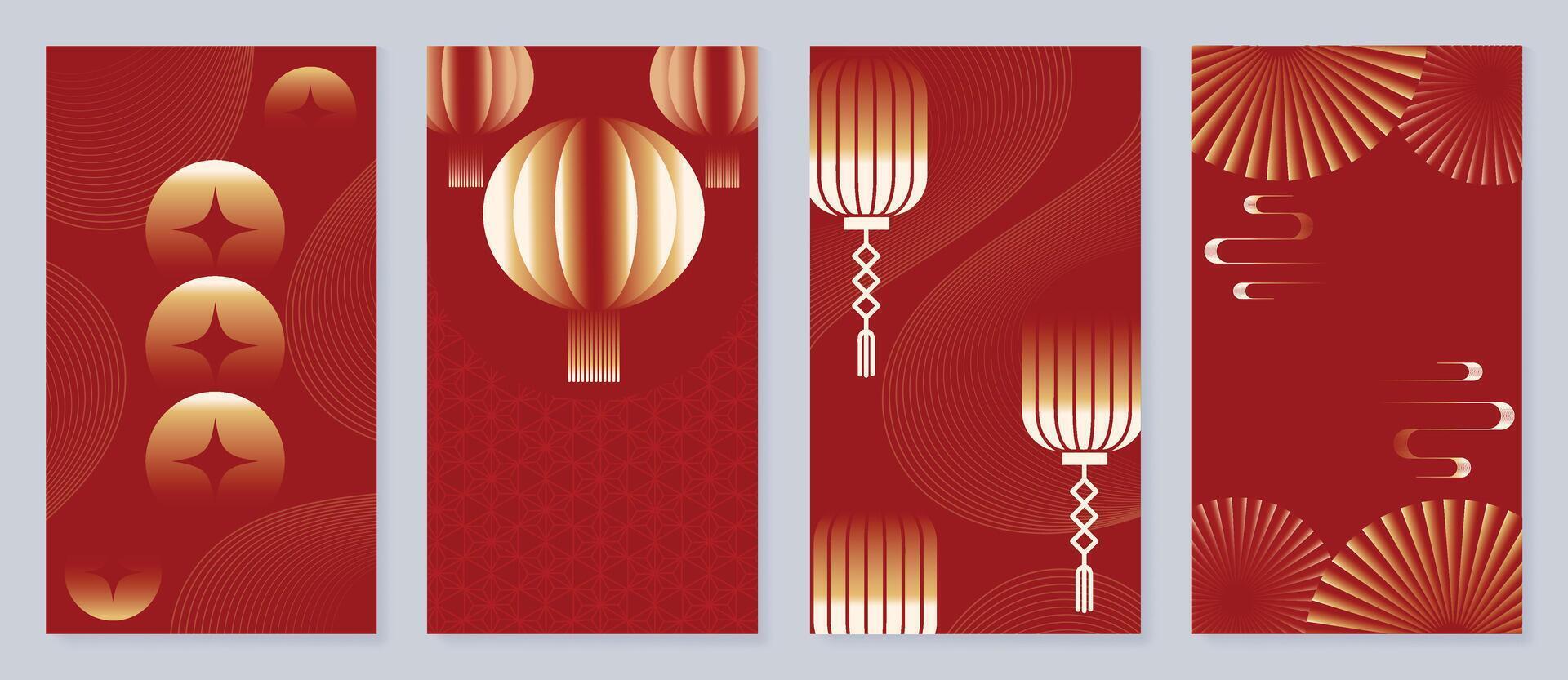 content chinois Nouveau année couverture Contexte . luxe Contexte conception avec d'or chinois lanterne, modèle, pièce de monnaie, feu d'artifice. élégant Oriental illustration pour couverture, bannière, site Internet, calendrier, carte. vecteur