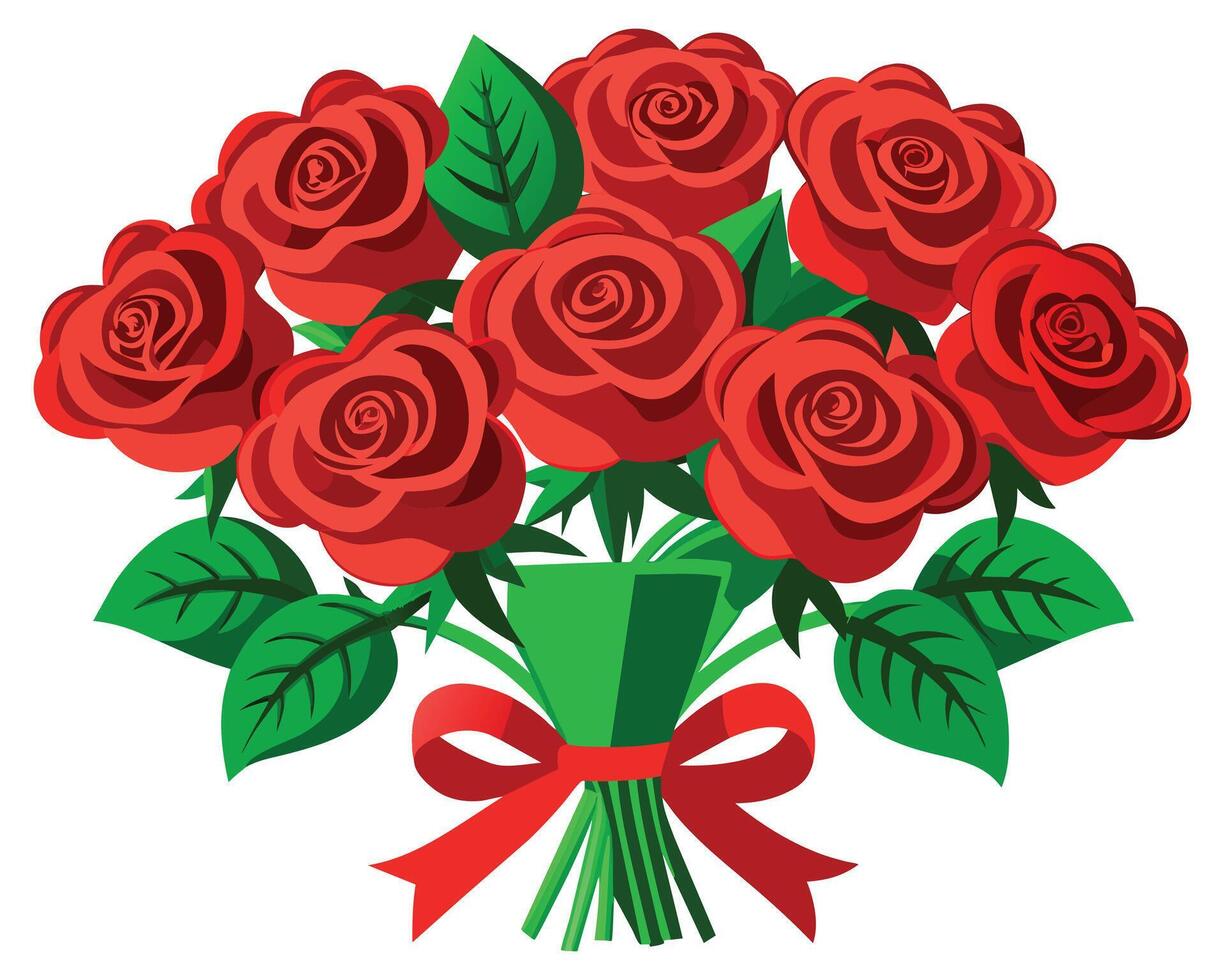 illustration magnifique bouquet avec rouge des roses vecteur