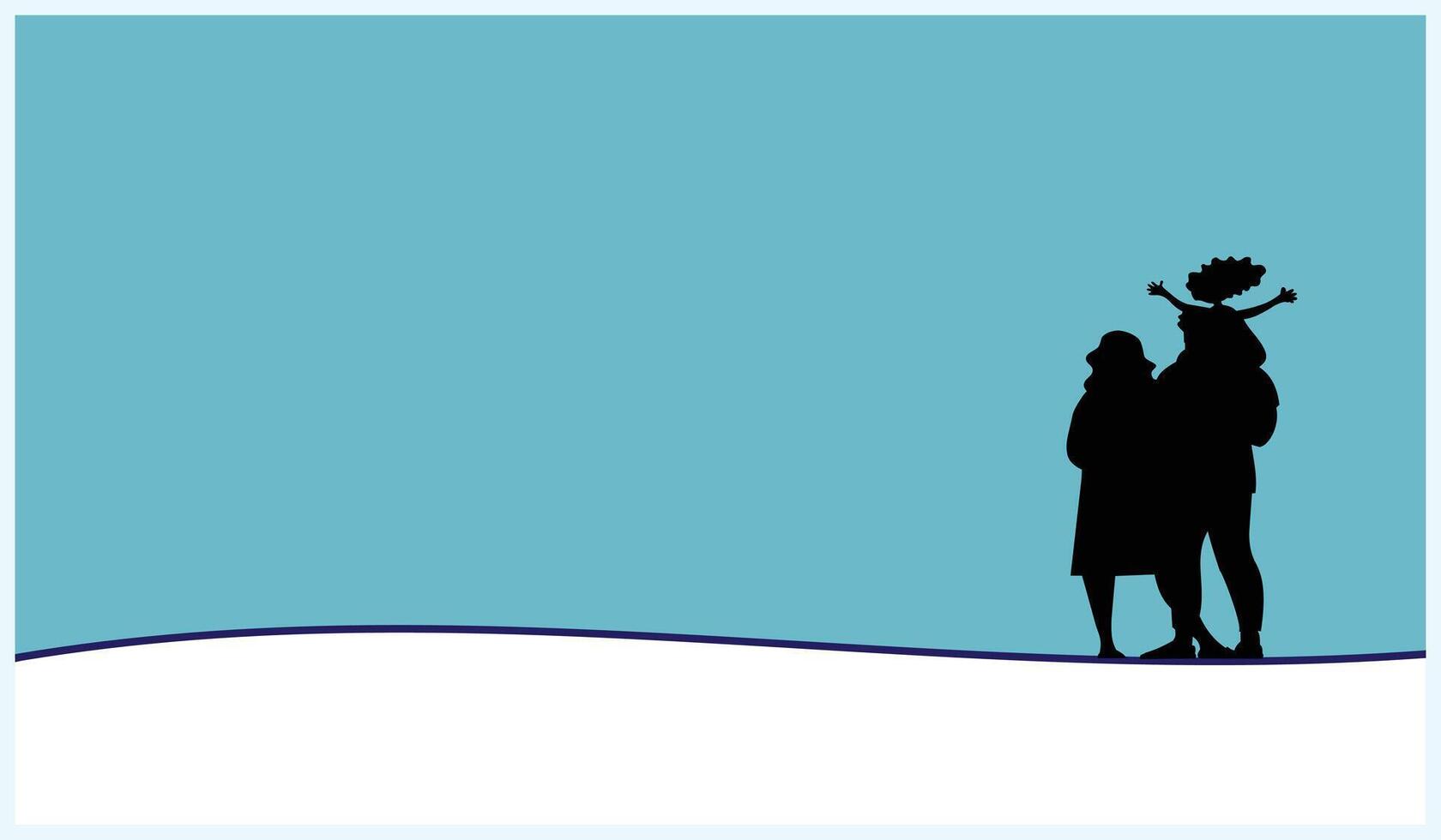 silhouette de une mère et bébé sur une bleu Contexte. conception élément illustration de le silhouette de une content famille en portant mains. élément conception de une content famille vecteur