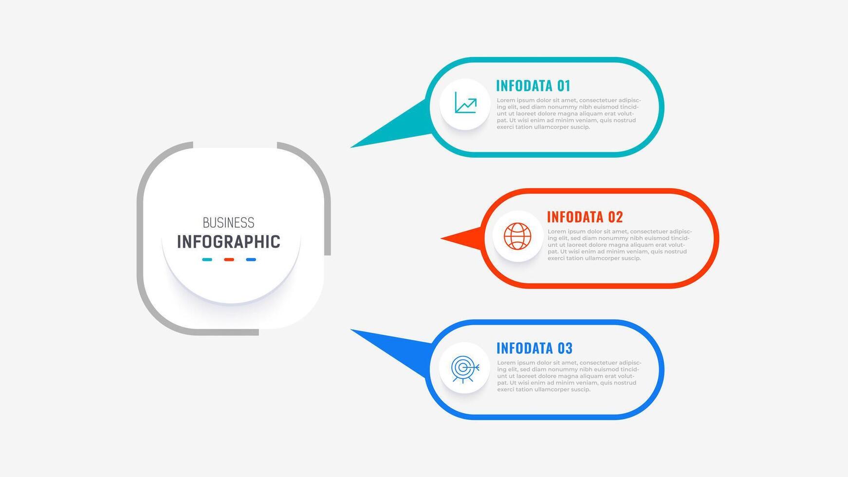 Trois étape infographie étiquette conception modèle avec ligne Icônes. processus pas diagramme, présentations, flux de travail mise en page, bannière, couler graphique, Info graphique illustration. vecteur