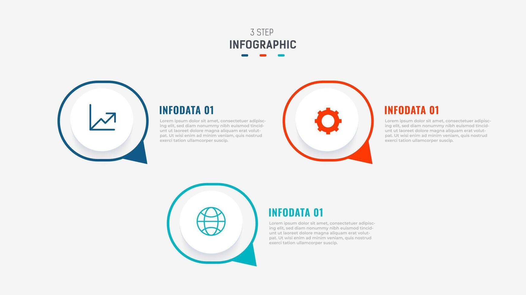 Trois étape infographie étiquette conception modèle avec ligne Icônes. processus pas diagramme, présentations, flux de travail mise en page, bannière, couler graphique, Info graphique illustration. vecteur