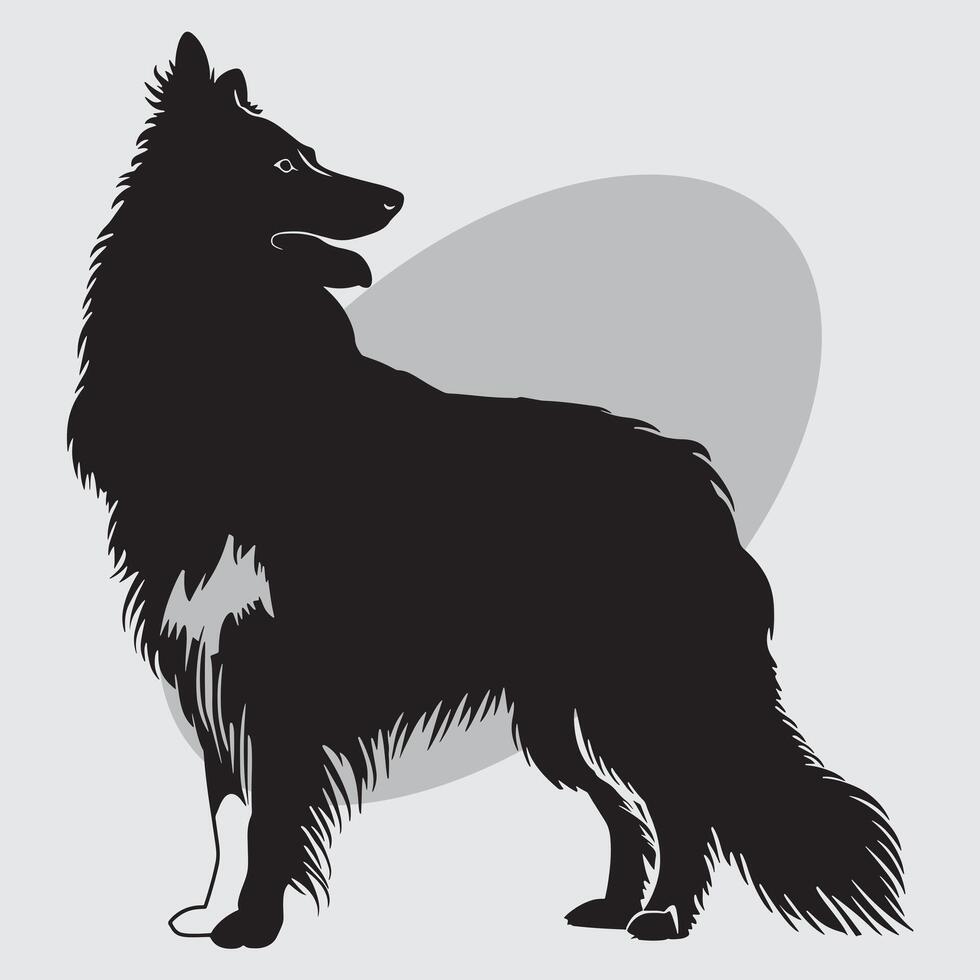 plat illustration de chien silhouette vecteur