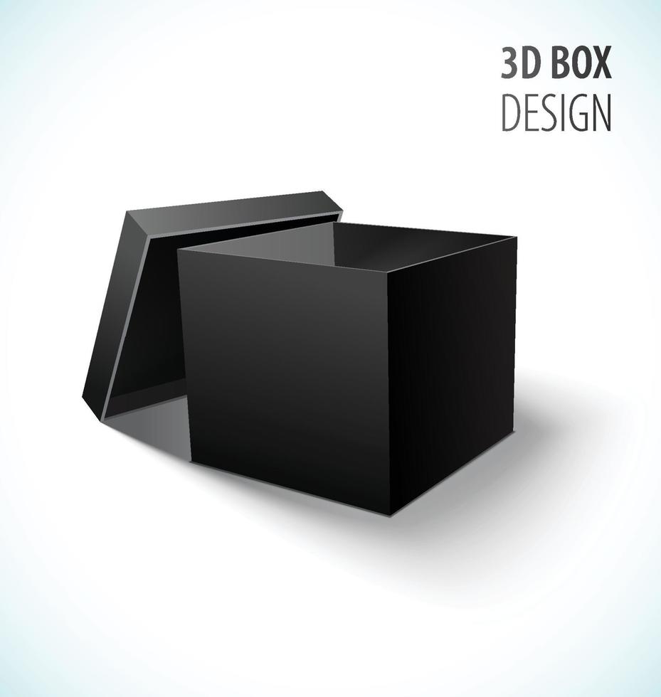 icône de boîte noire en carton avec couvercle ouvert. vecteur