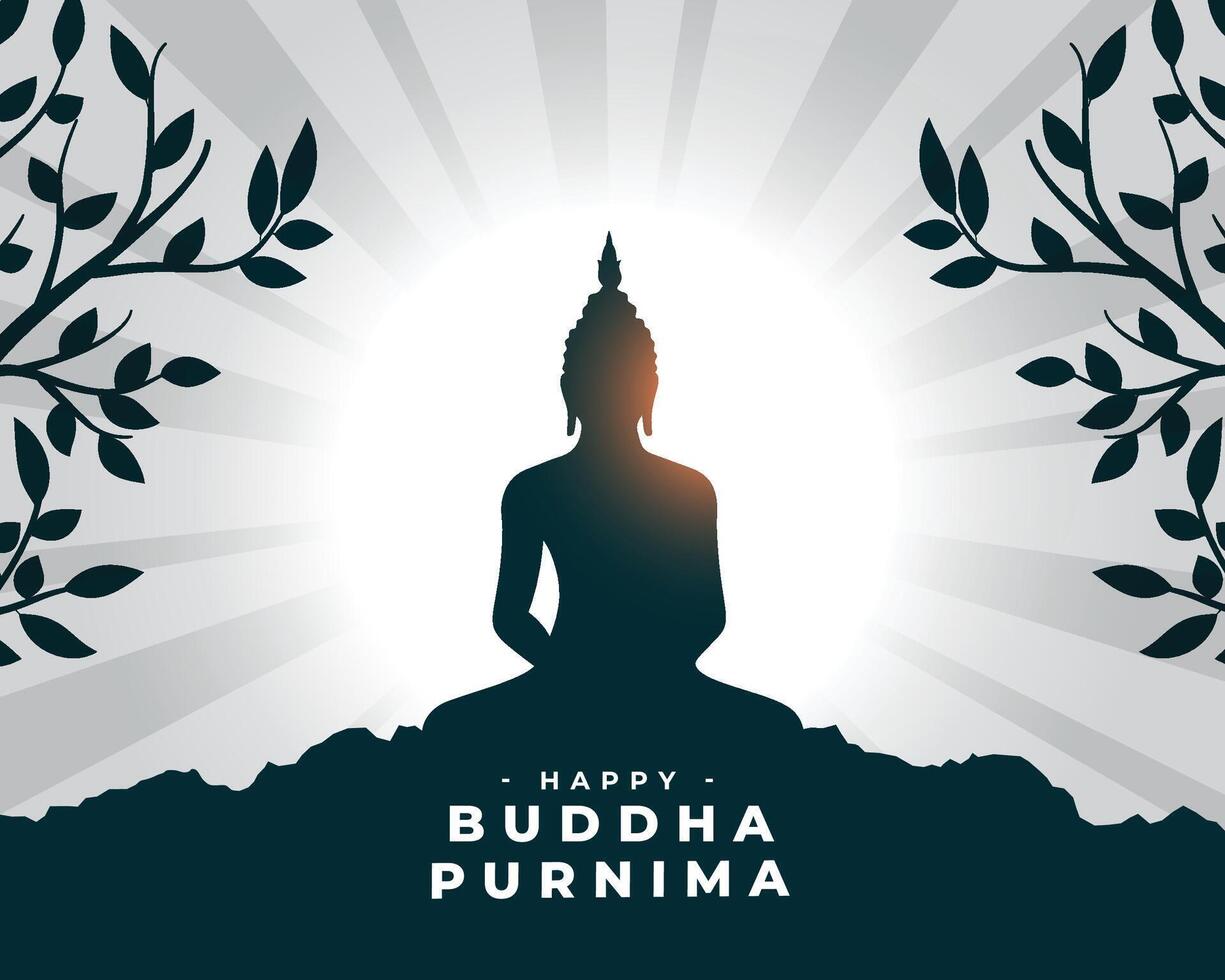 content Bouddha Purnima spirituel Contexte avec Bodhi feuilles vecteur
