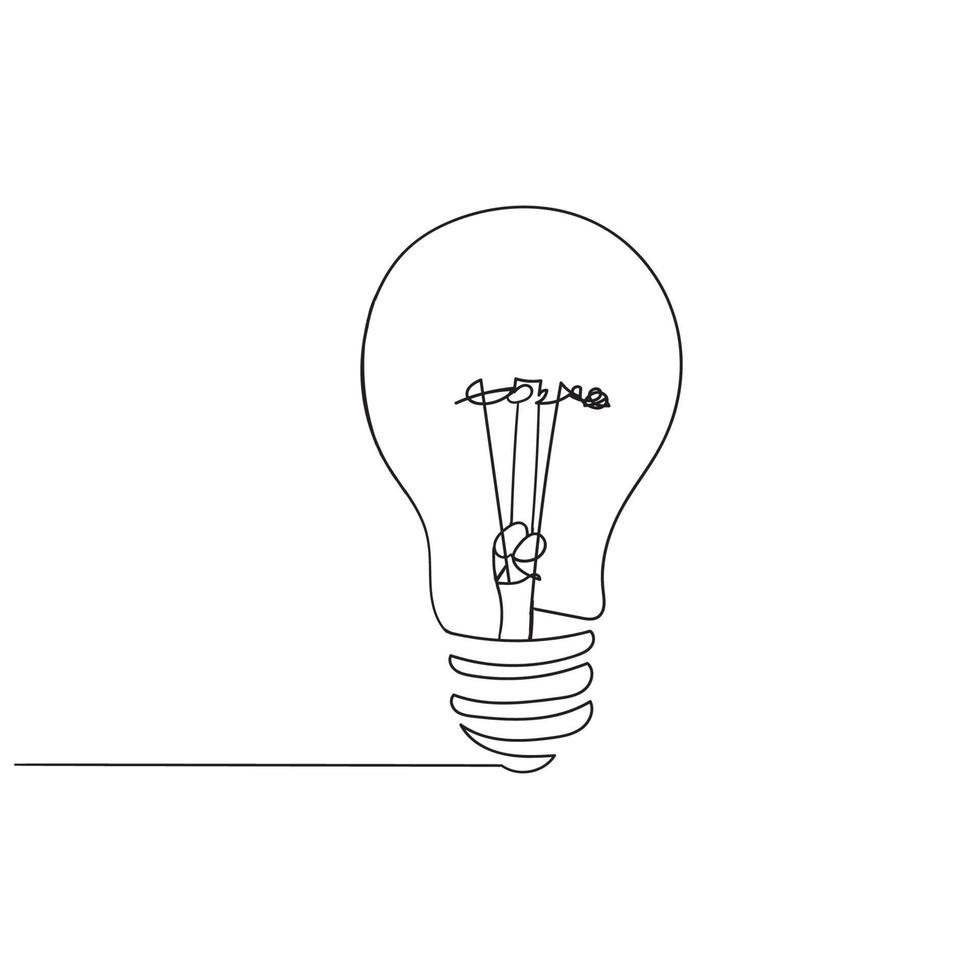 dessin à la main doodle ampoule illustration minimalisme concept ligne continue vecteur