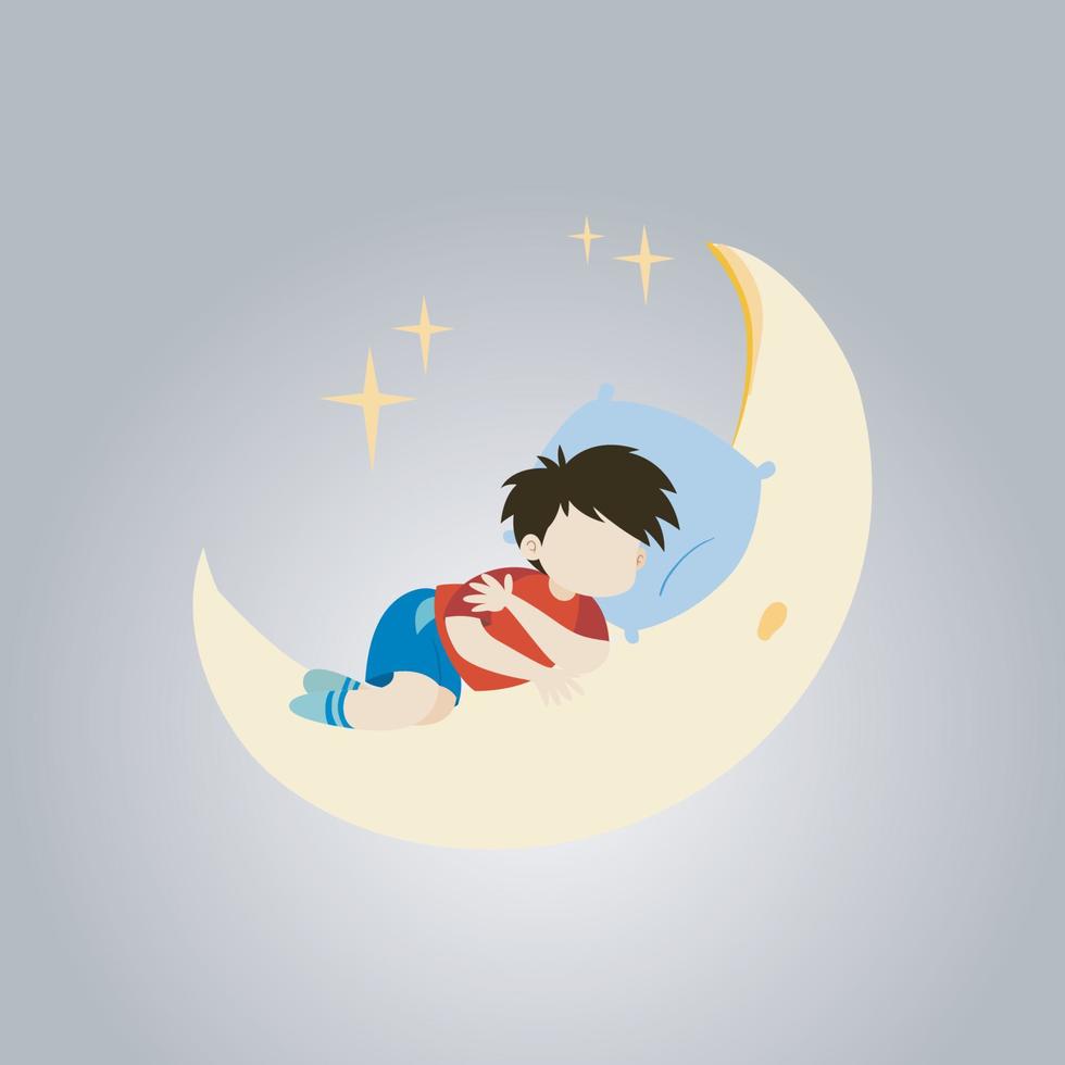 enfant qui dort sur la lune vecteur