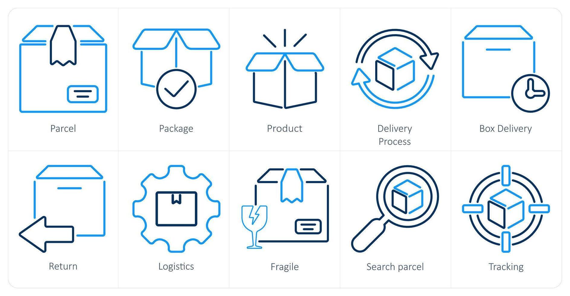 une ensemble de dix livraison Icônes comme colis, emballer, produit vecteur