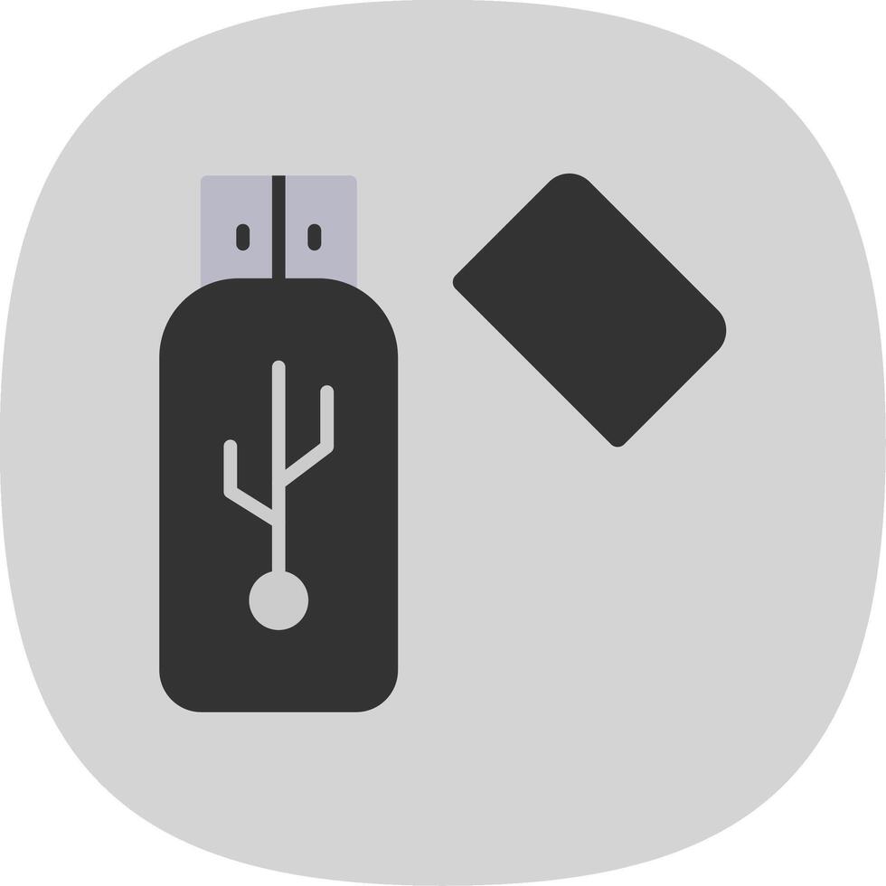 USB plat courbe icône conception vecteur