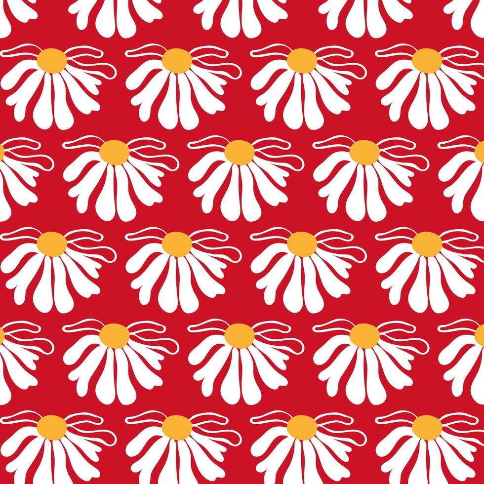 sans couture modèle fleurs sauvages Marguerite plante fleur graphique carte rouge affiche bannière printemps été en tissu Vêtements corail toile de fond emballage modèle textile couverture vecteur
