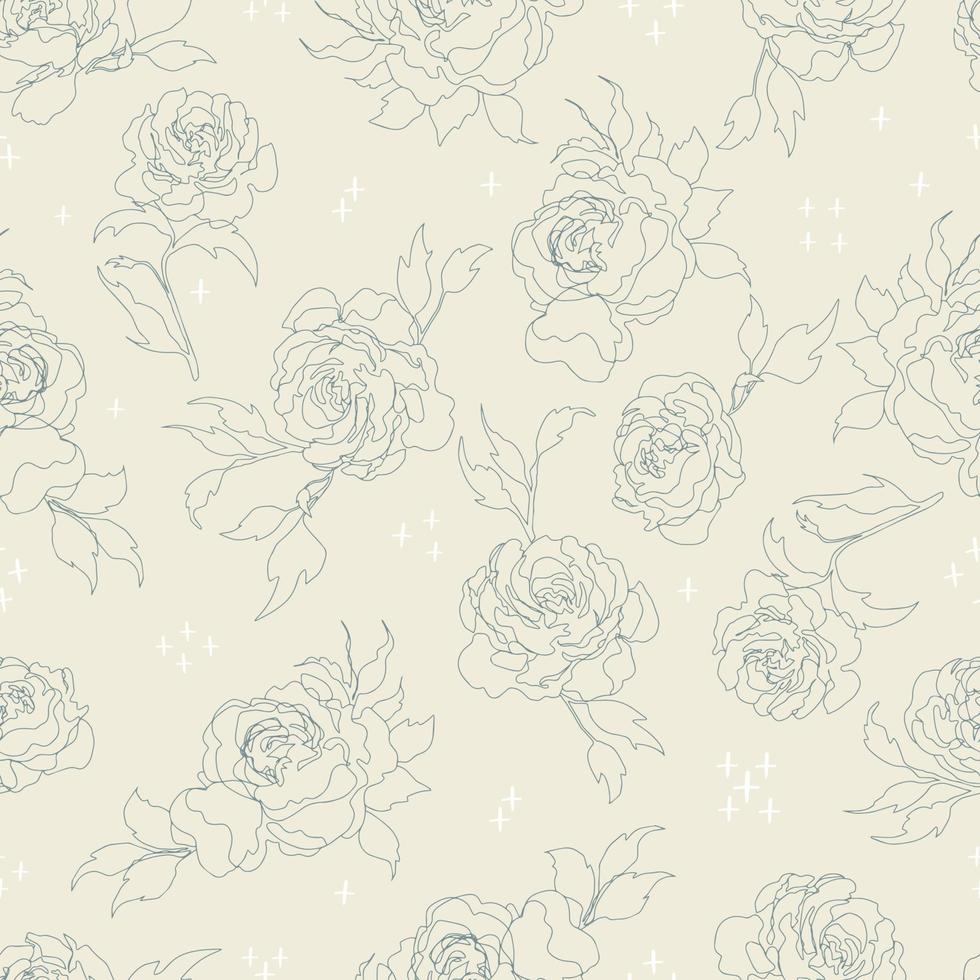 fleurs de modèle sans couture de vecteur avec des feuilles. illustration botanique pour papier peint, textile, tissu, vêtements, papier, cartes postales