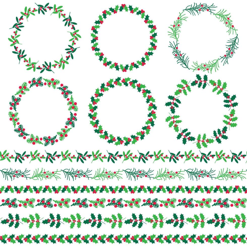 couronnes de vecteur de noël et motifs de bordure