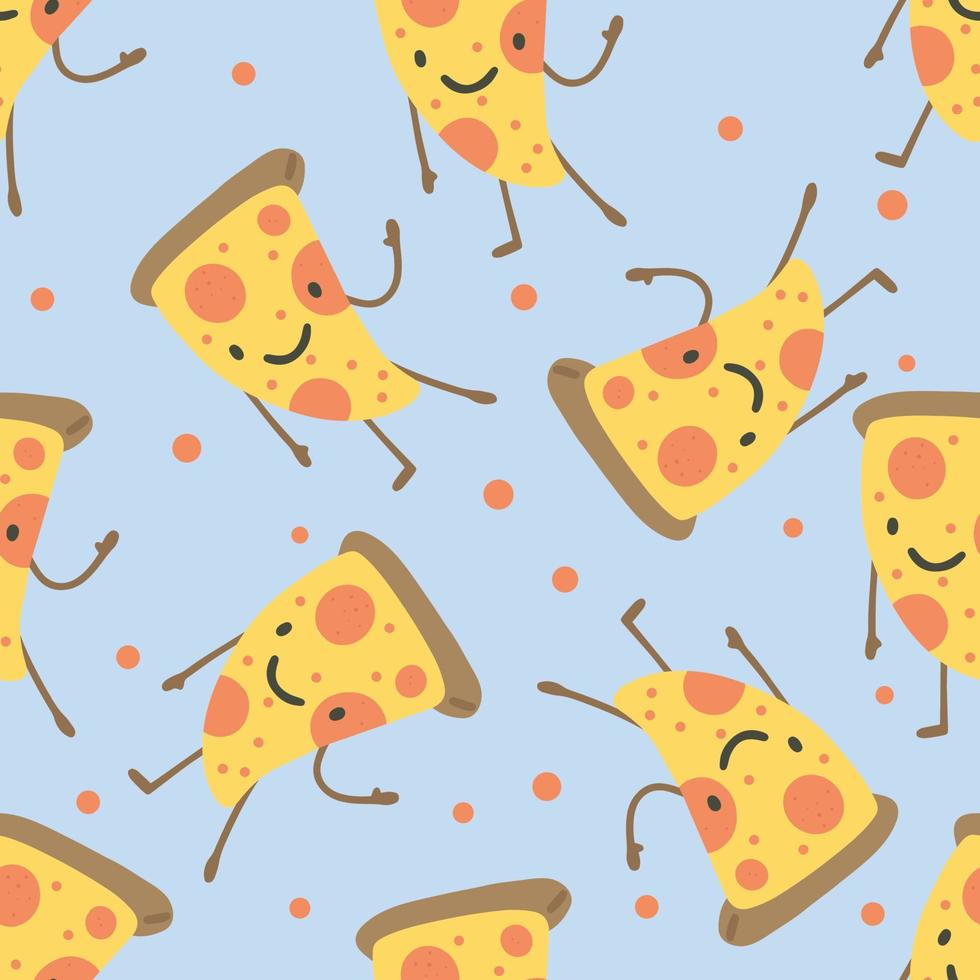 modèle sans couture avec pizza dans le style de dessin à la main vecteur