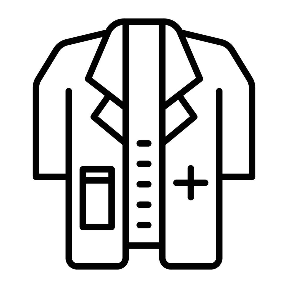 icône de ligne de manteau de docteur vecteur