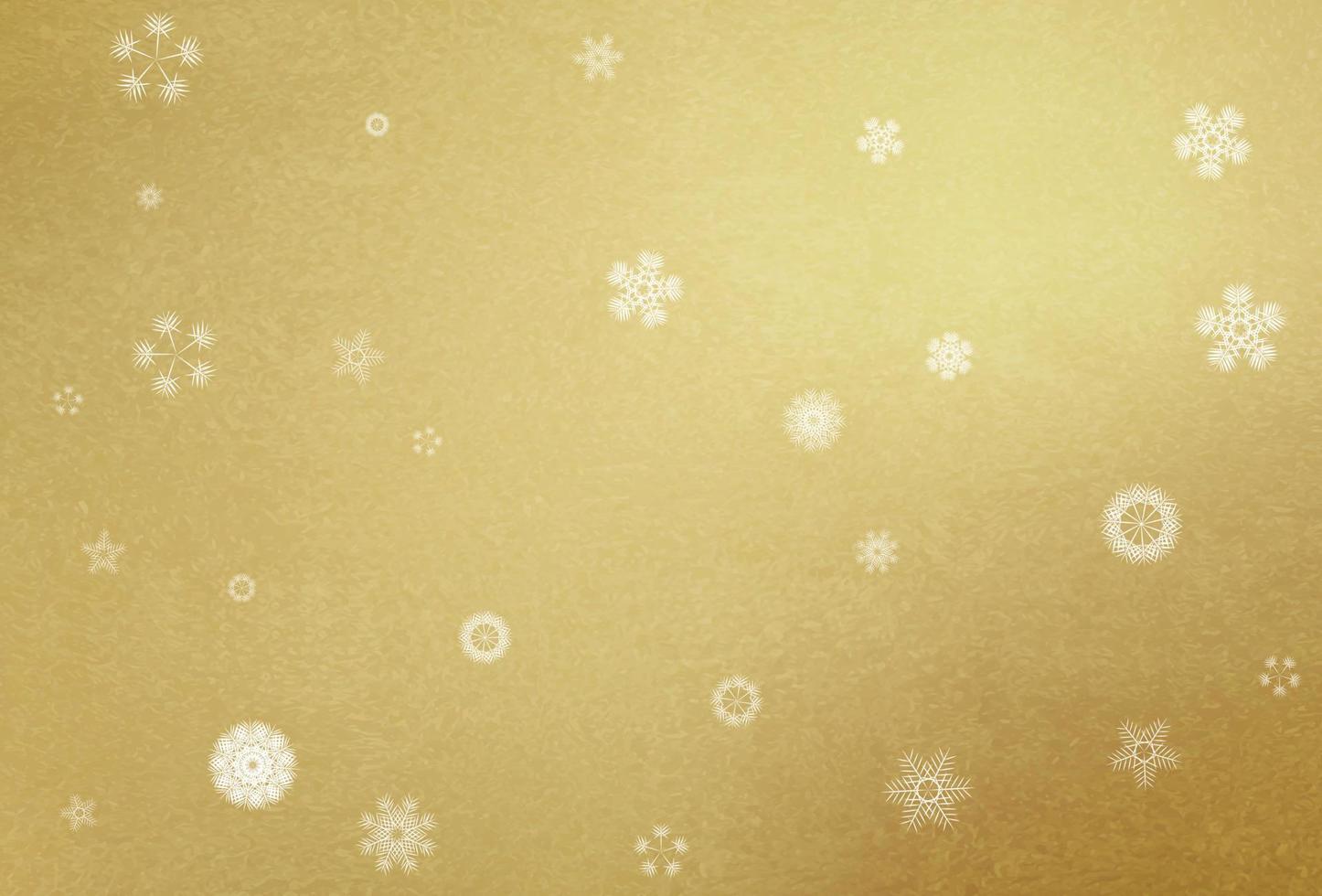 flocons de neige simples sur fond doré. fond de noël. vecteur