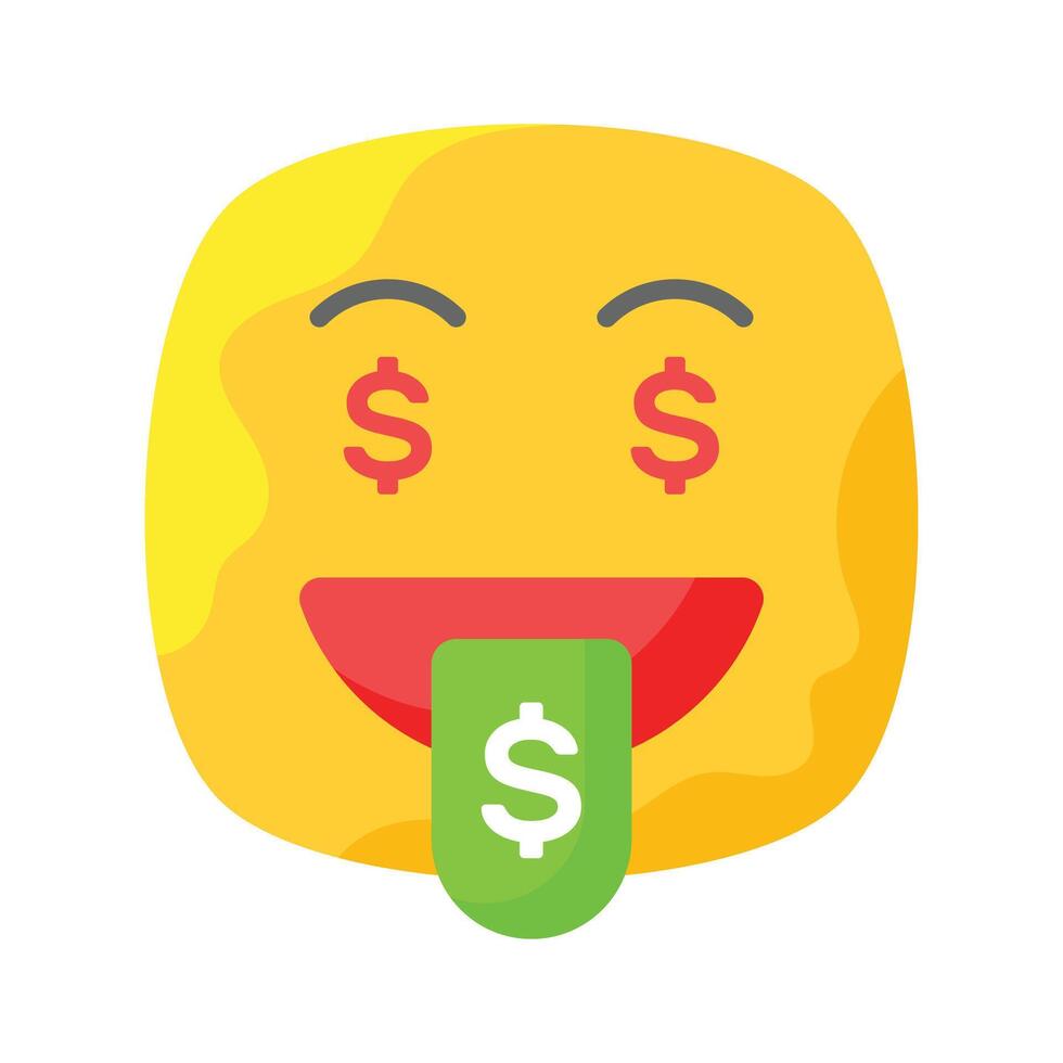 riches emoji conception, glouton expressions, dollar signe sur langue vecteur