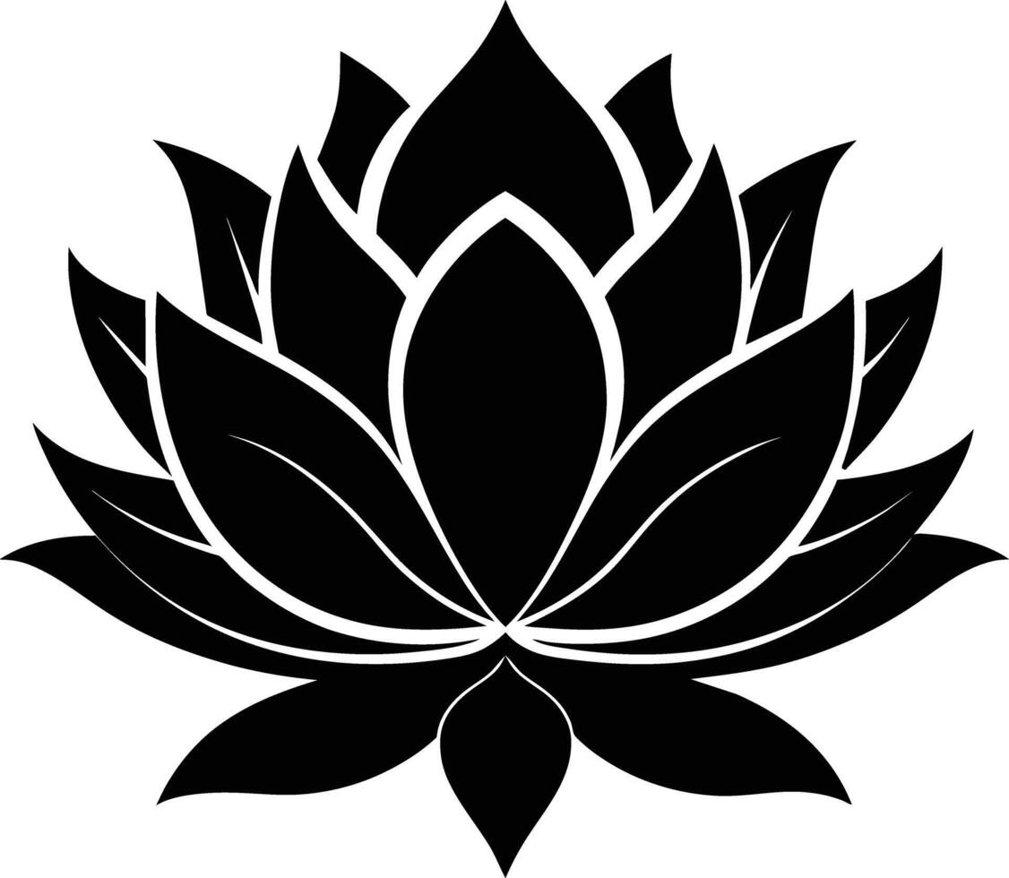 une noir silhouette dessin de une lotus fleur vecteur