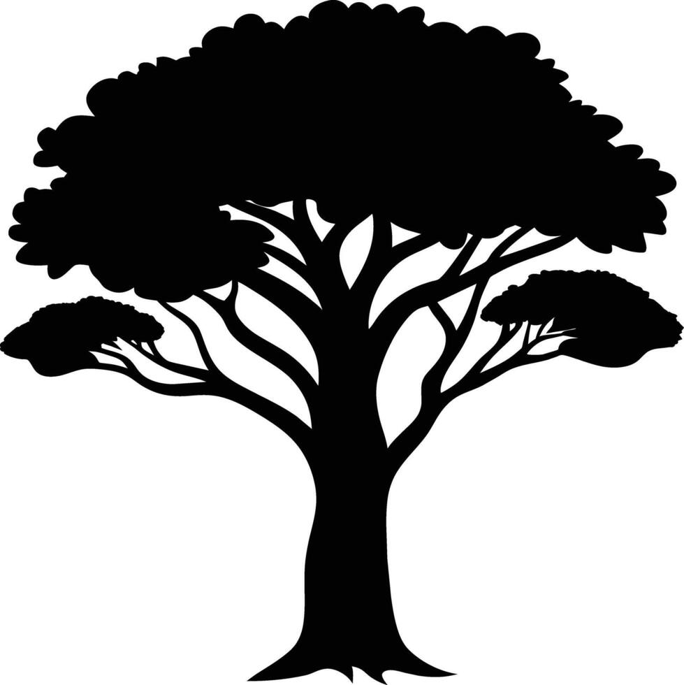 une noir silhouette de une africain arbre vecteur