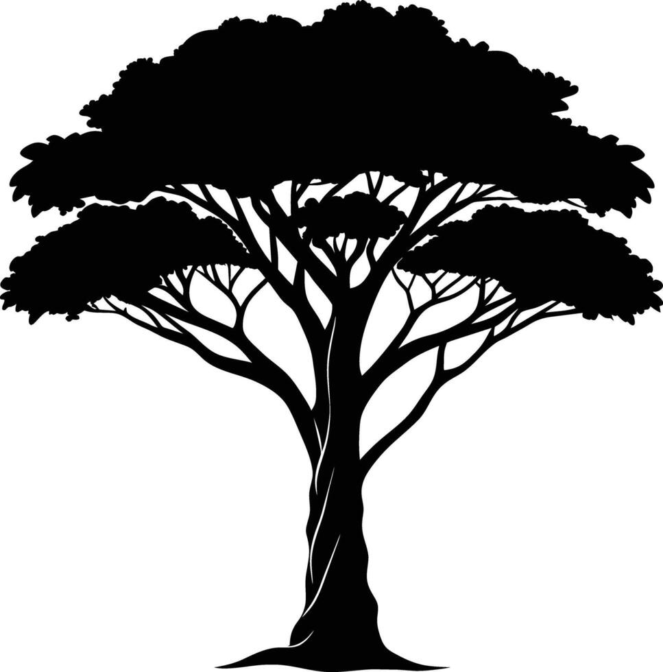 une noir silhouette de une africain arbre vecteur