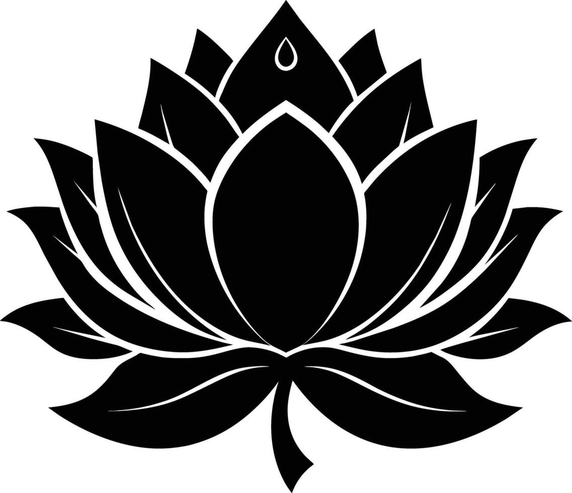 une noir silhouette dessin de une lotus fleur vecteur