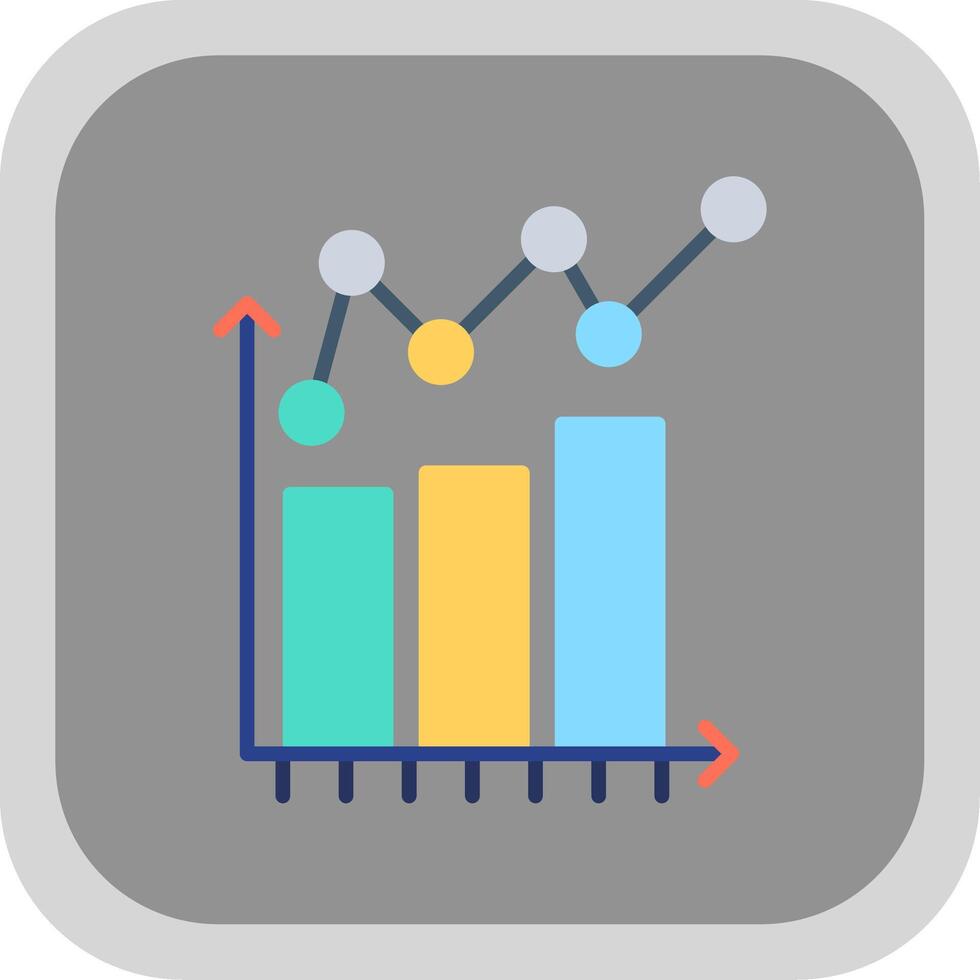 bar graphique plat rond coin icône conception vecteur